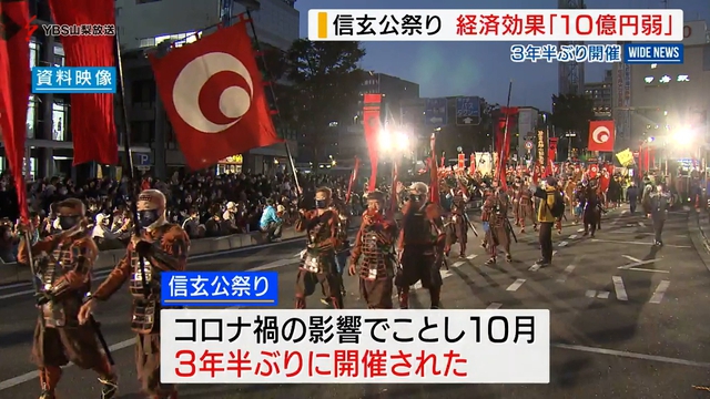 経済波及効果は１０億円弱　３年半ぶりに開催された信玄公祭り　山梨県