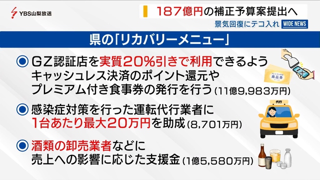 景気回復へテコ入れ　１８７億円の補正予算案提出へ